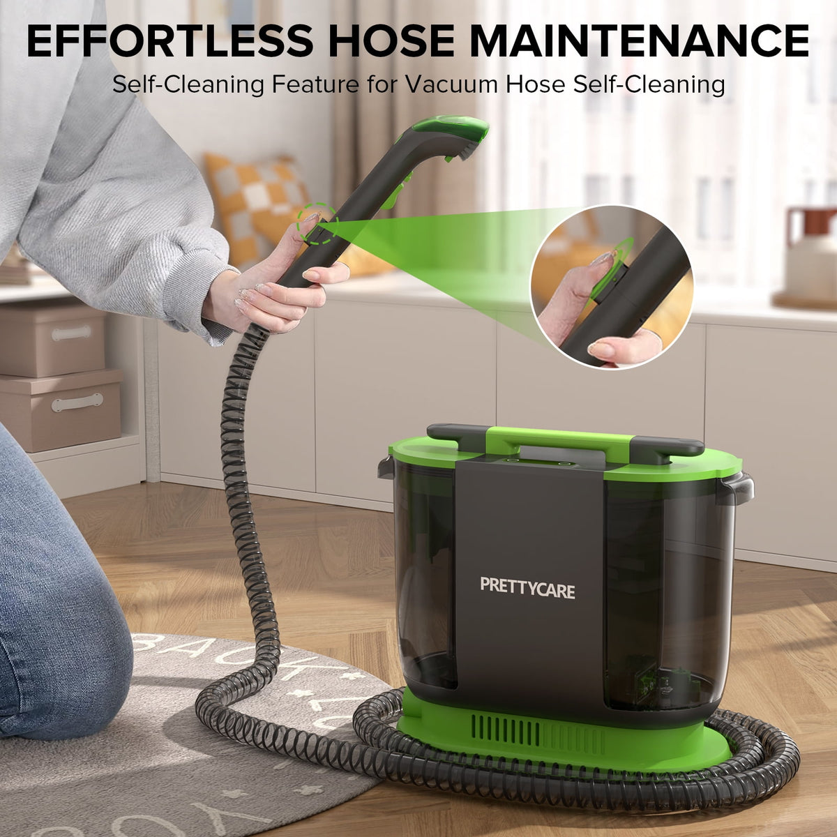 PrettyCare Portable Carpet Shampooer,Upholstery Cleaner,14Kpa Strong Suction Carpet Cleaner Machine,500W Powerful Motor