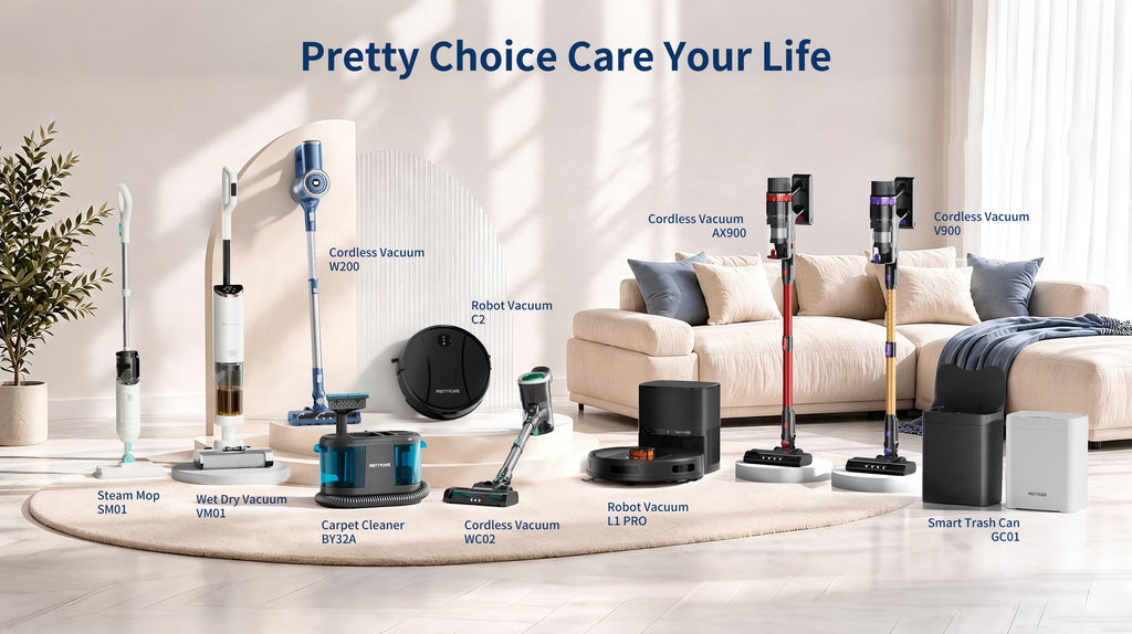 PrettyCare Robot Vacuum and Mop Combo Cleaner 9000pa,85 Days Self-Emptying & Recharging Station with 3D Home Mapping for Debris/Stain/Hair/Pet, L1 PRO