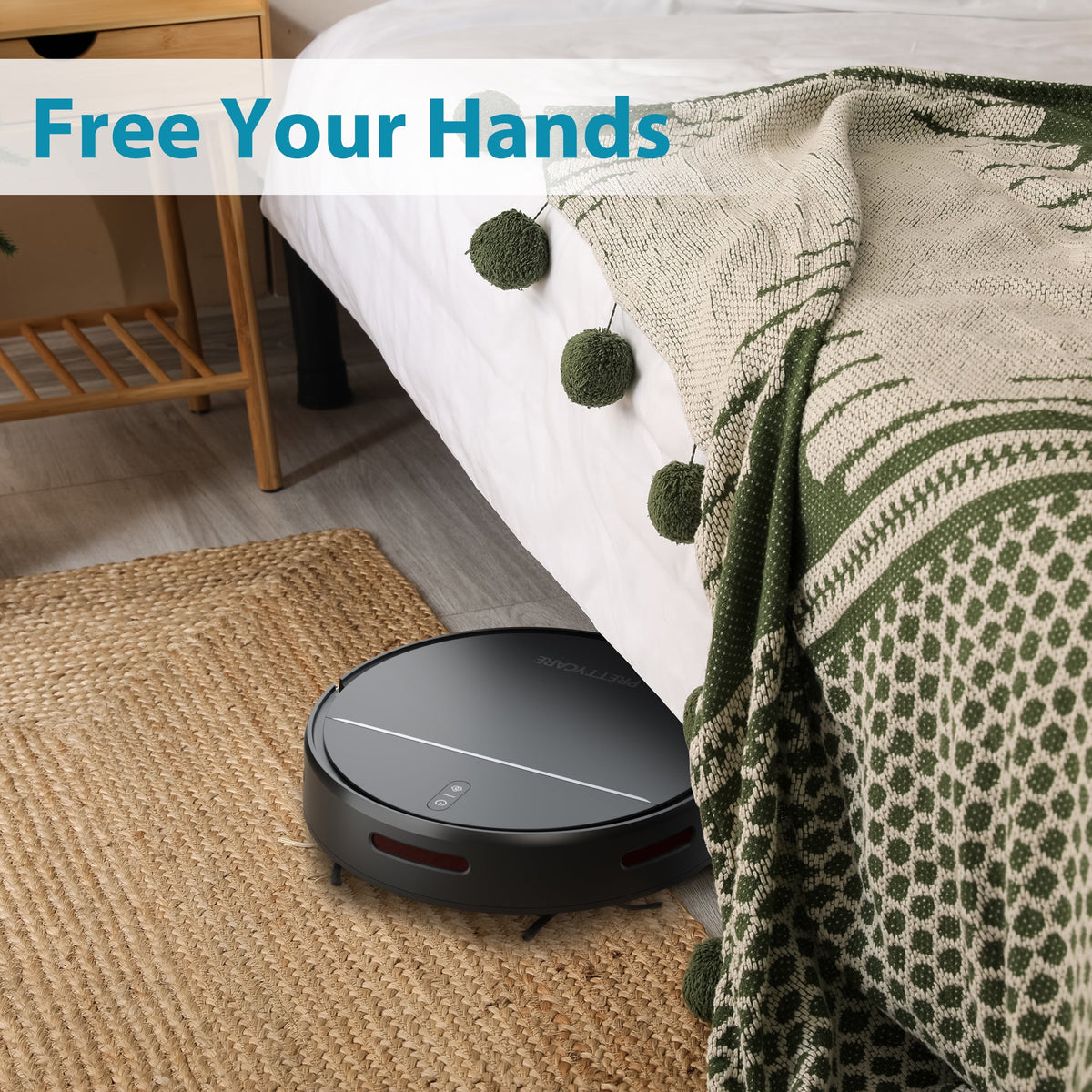 PrettyCare Robot Vacuum Cleaner with 2800Pa,Featured Carpet Boost,Tangle-Free,Ultra Slim,Self-Charging C1