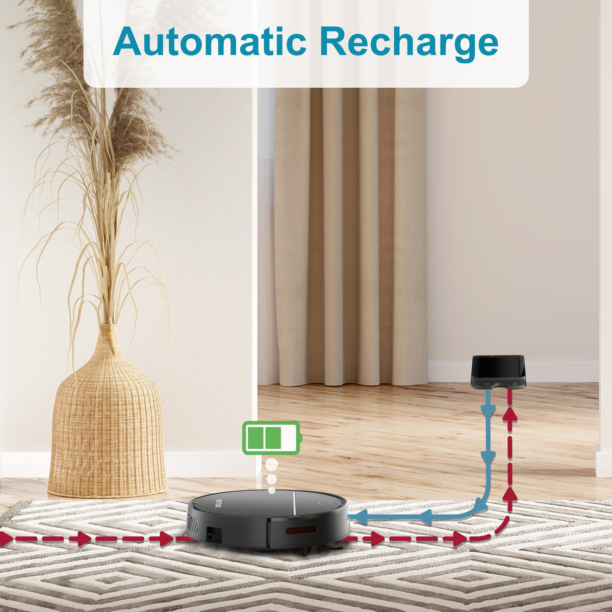 PrettyCare Robot Vacuum Cleaner with 2800Pa,Featured Carpet Boost,Tangle-Free,Ultra Slim,Self-Charging C1
