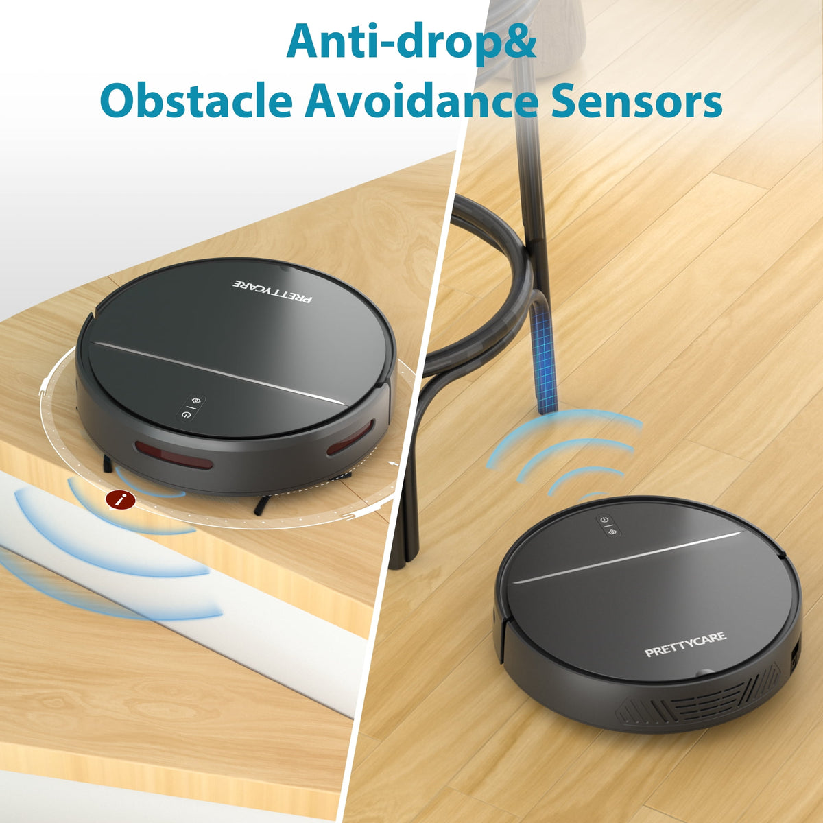 PrettyCare Robot Vacuum Cleaner with 2800Pa,Featured Carpet Boost,Tangle-Free,Ultra Slim,Self-Charging C1 v2