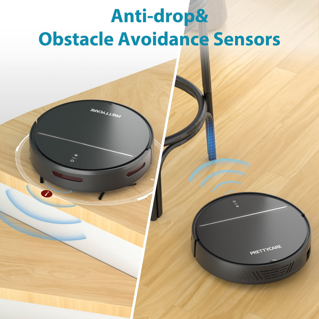 PrettyCare Robot Vacuum Cleaner with 2800Pa,Featured Carpet Boost,Tangle-Free,Ultra Slim,Self-Charging C1