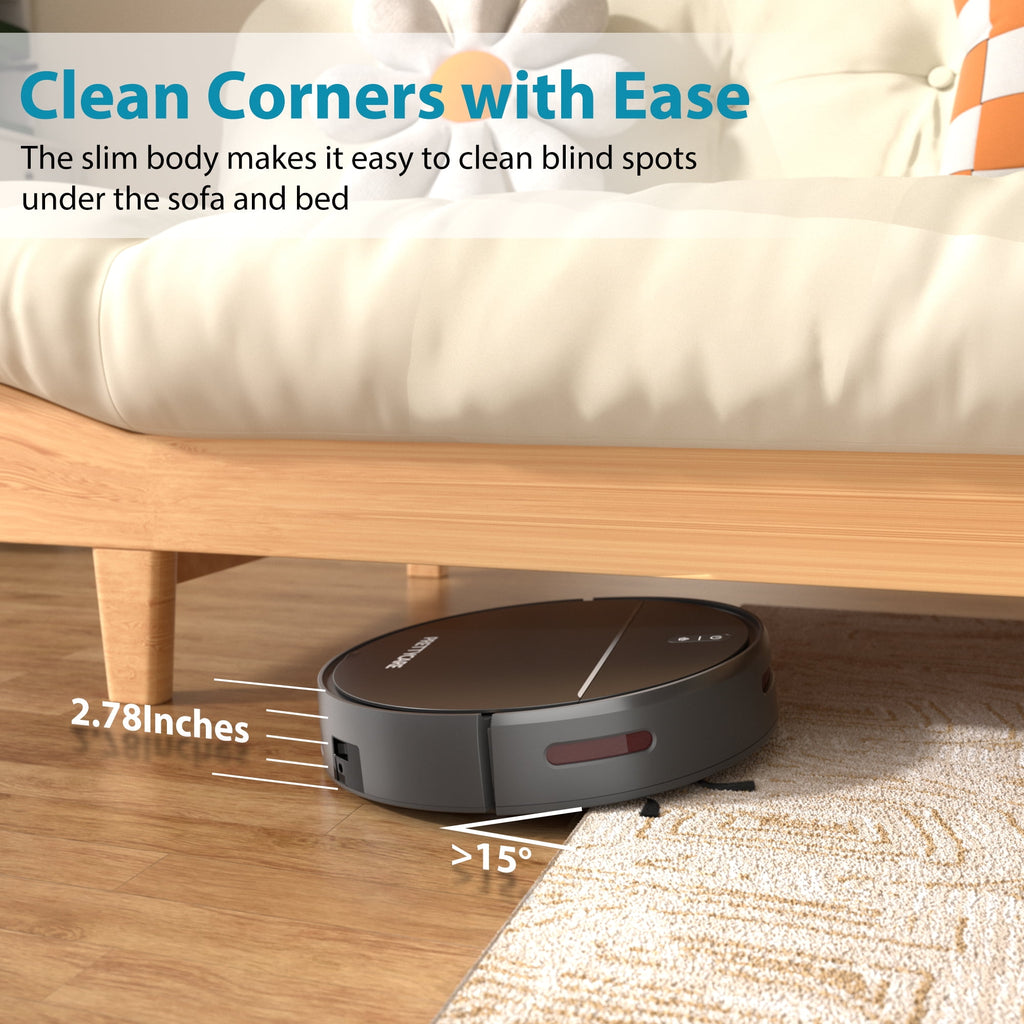 PrettyCare Robot Vacuum Cleaner with 2800Pa,Featured Carpet Boost,Tangle-Free,Ultra Slim,Self-Charging C1