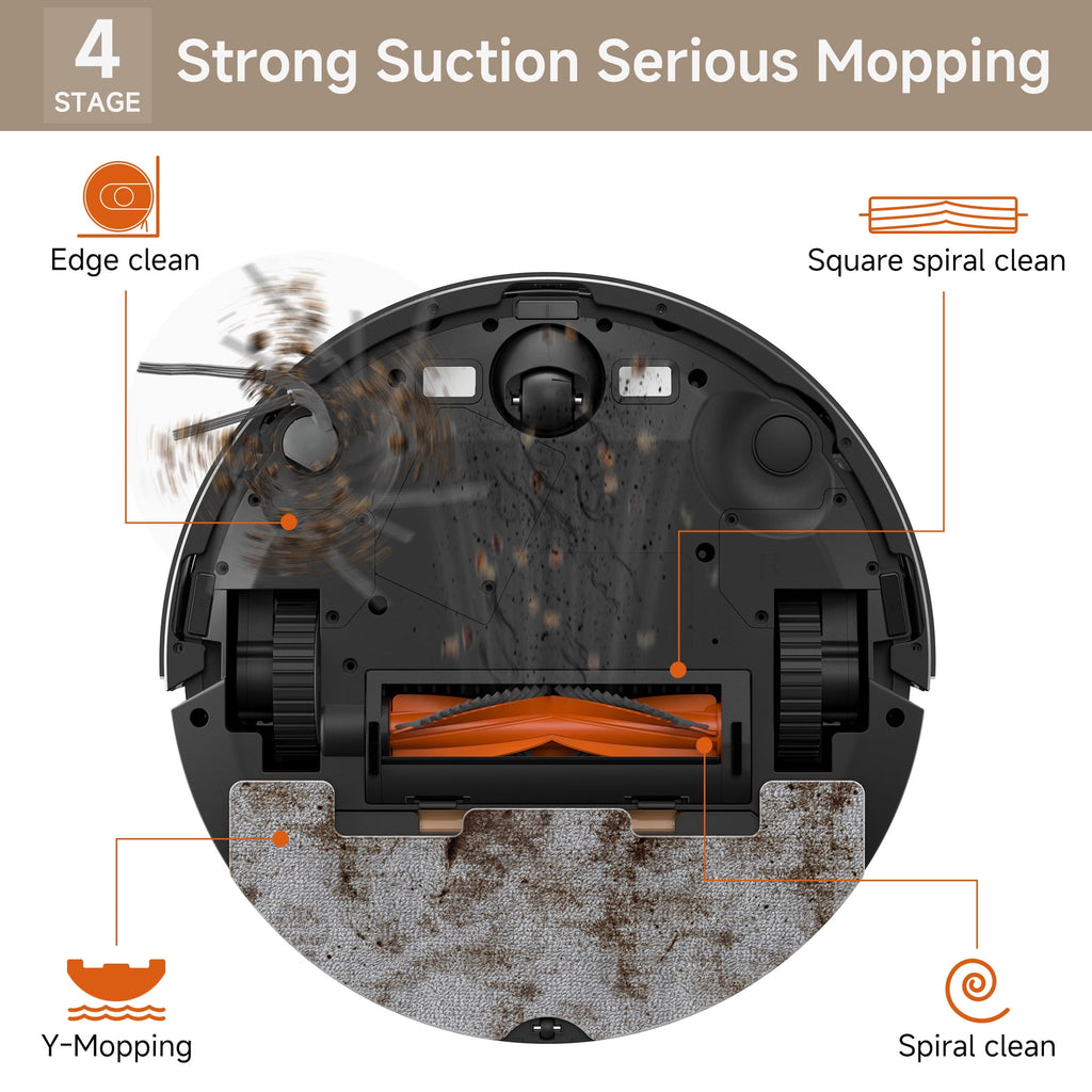 PrettyCare Robot Vacuum and Mop Combo Cleaner 9000pa,85 Days Self-Emptying & Recharging Station with 3D Home Mapping for Debris/Stain/Hair/Pet, L1 PRO