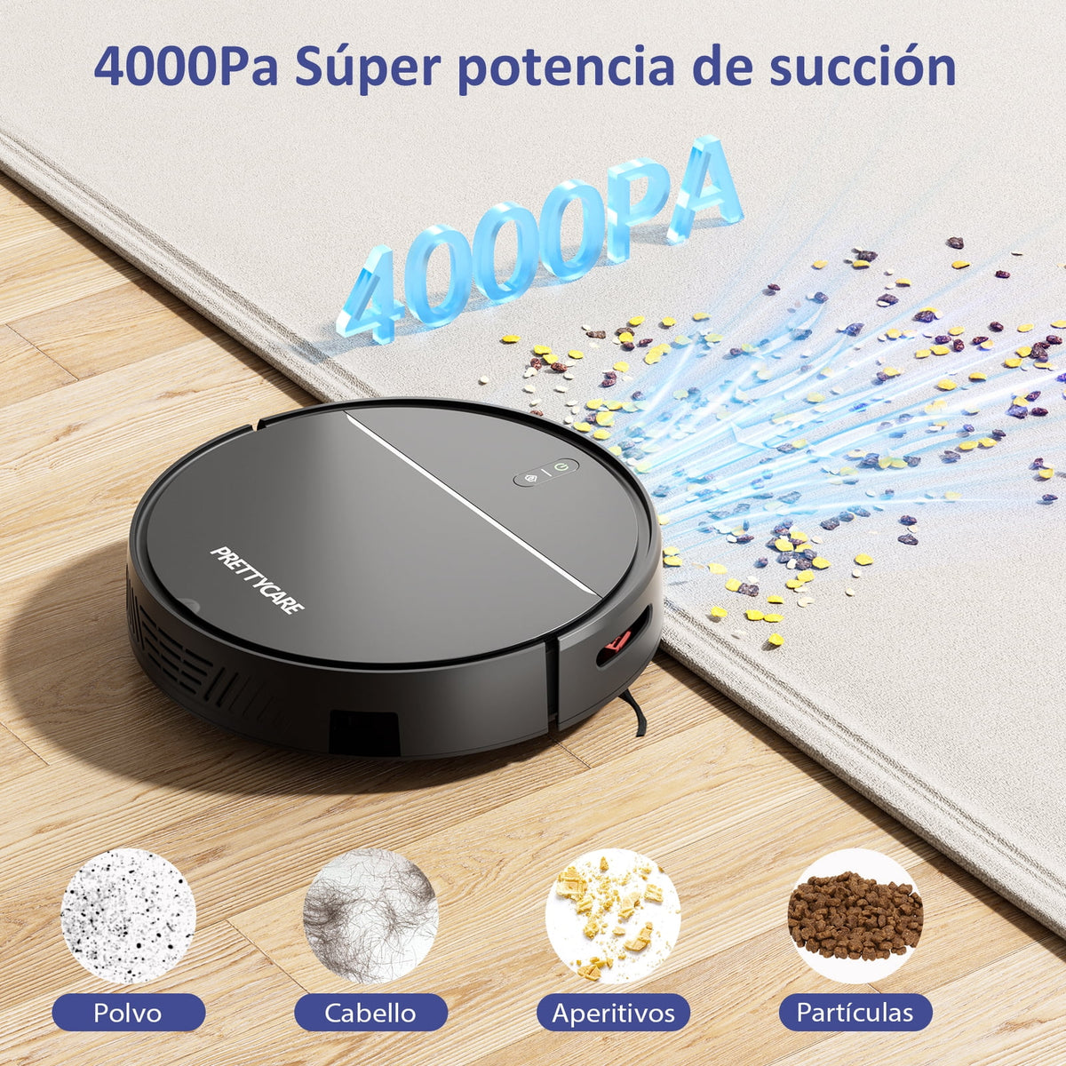 PrettyCare Robot Vacuum Cleaner with 2800Pa,Featured Carpet Boost,Tangle-Free,Ultra Slim,Self-Charging C1
