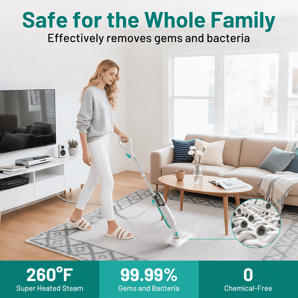 PrettyCare Steam Mop, 10 in 1 Floor Cleaning, Detachable Steam Mop for Tile and Hardwood, Handheld Domestic Steam Cleaner