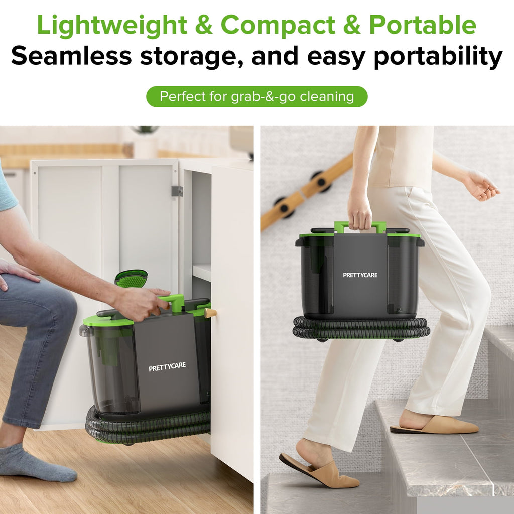 PrettyCare Portable Carpet Shampooer,Upholstery Cleaner,14Kpa Strong Suction Carpet Cleaner Machine,500W Powerful Motor