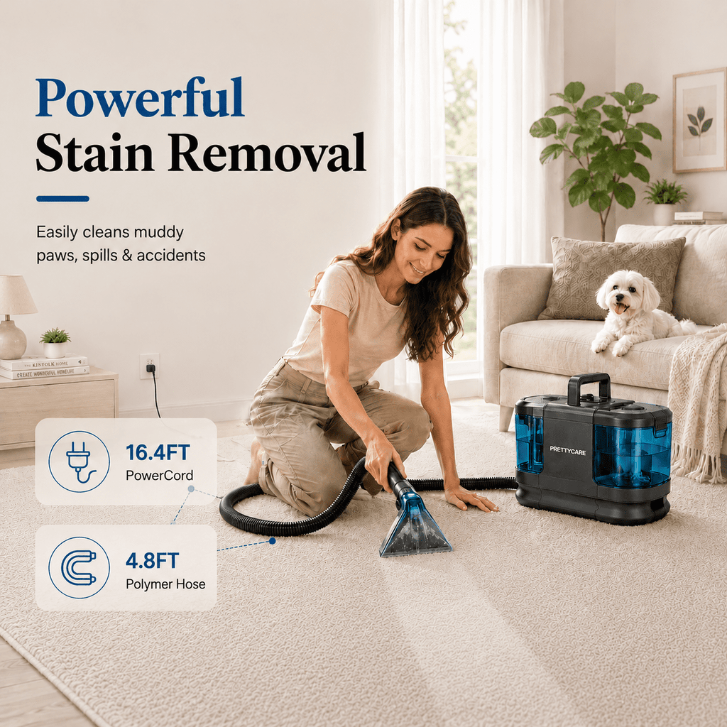 PrettyCare Portable Carpet Cleaner Machine, 20Kpa Carpet Shampooer for Deep Cleaning, Upholstery & Pet Stain Remover,BY32A