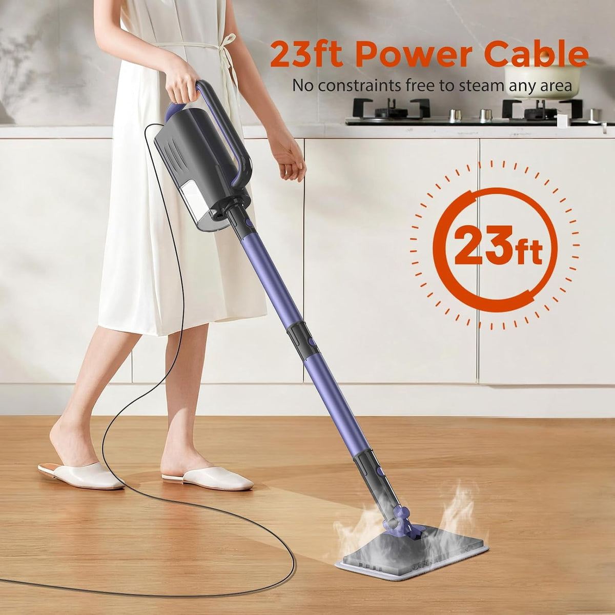 PrettyCare Steam Mop with Detachable Steam Cleaner，Handheld Steam Cleaner for Floor Cleaning