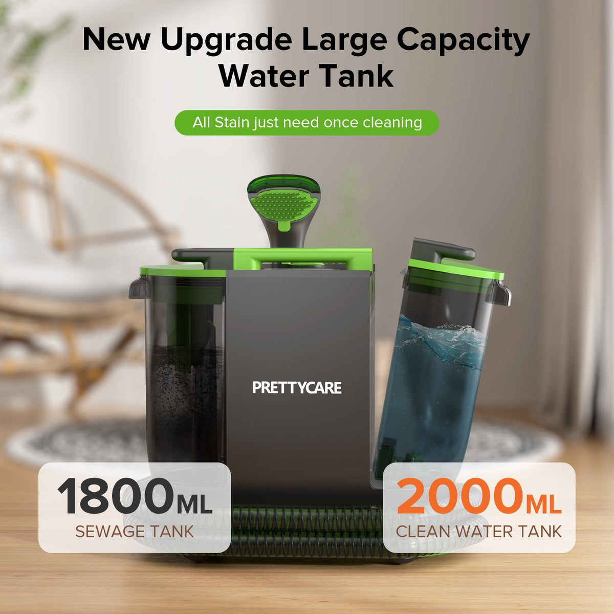 PrettyCare Portable Carpet Shampooer,Upholstery Cleaner,14Kpa Strong Suction Carpet Cleaner Machine,500W Powerful Motor