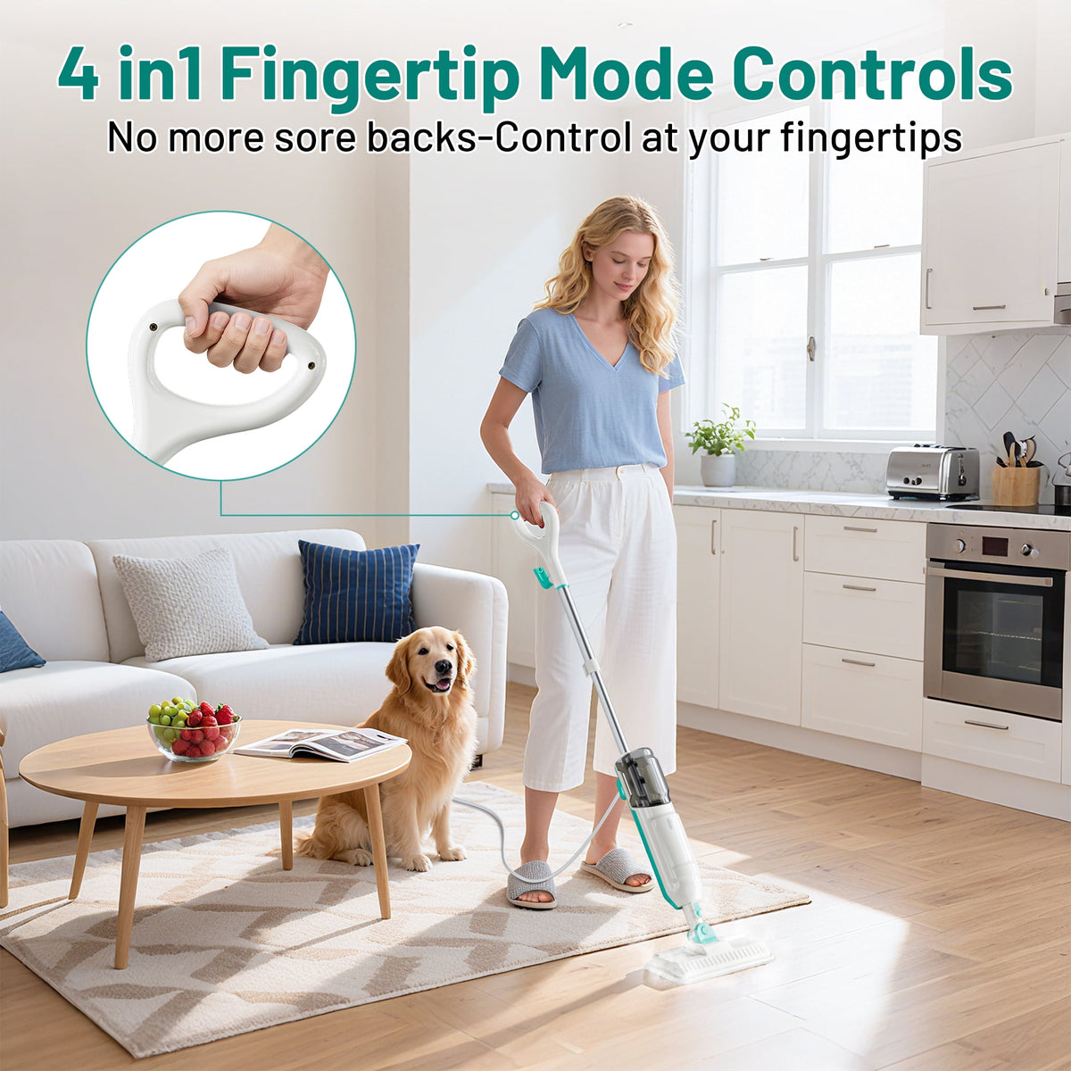 PrettyCare Steam Mop, 10 in 1 Floor Cleaning, Detachable Steam Mop for Tile and Hardwood, Handheld Domestic Steam Cleaner